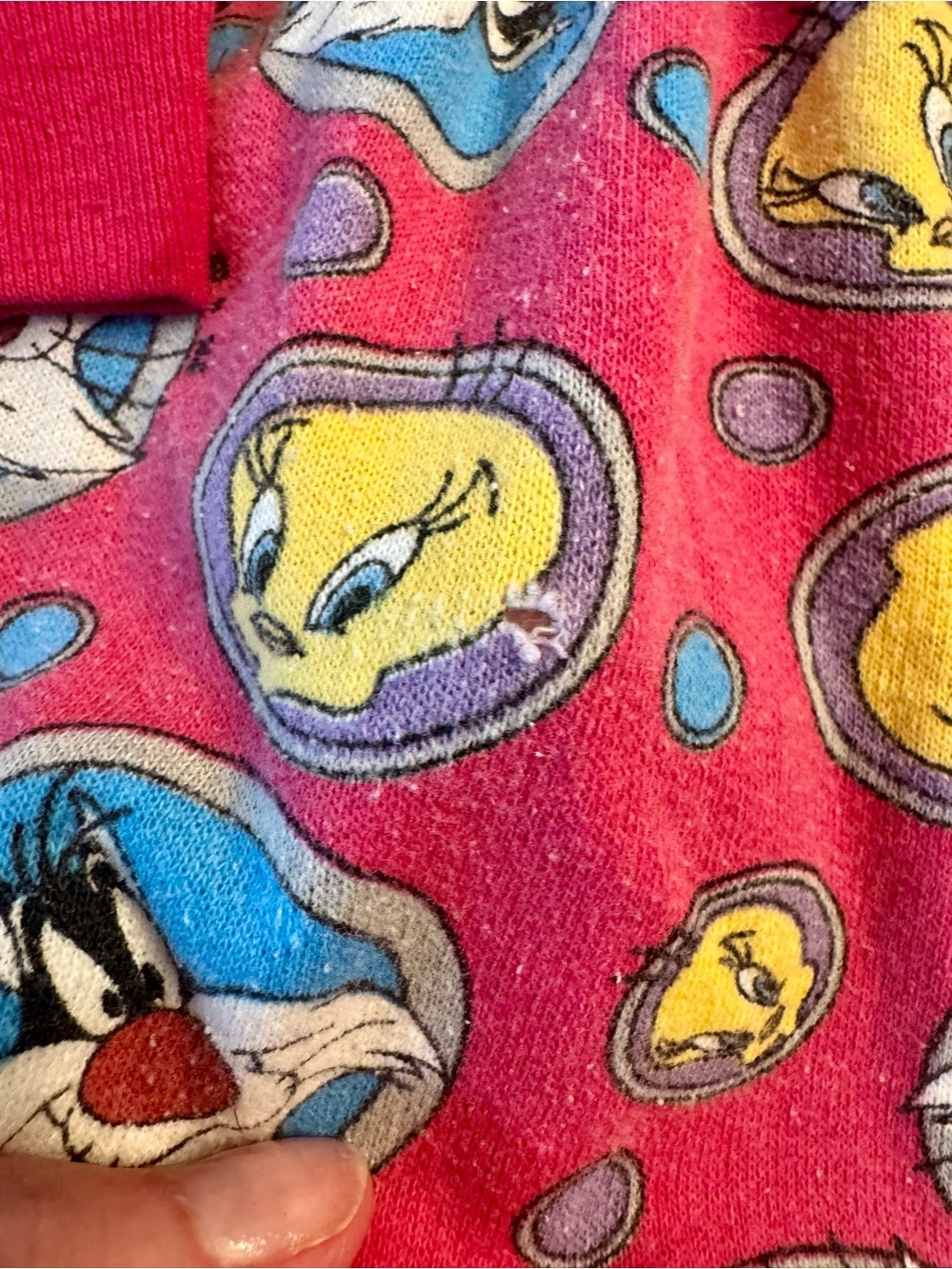 Vintage 1993 Tweety & Sylvester Pink Cartoon Sweatshirt Dress - Picture 6 of 16